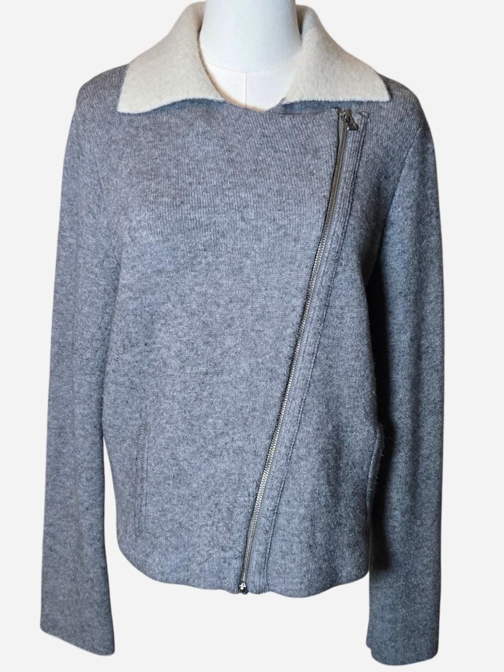 Anthropologie Alpaca Blend Small gray Oversized assymetrical moto jacket stretch